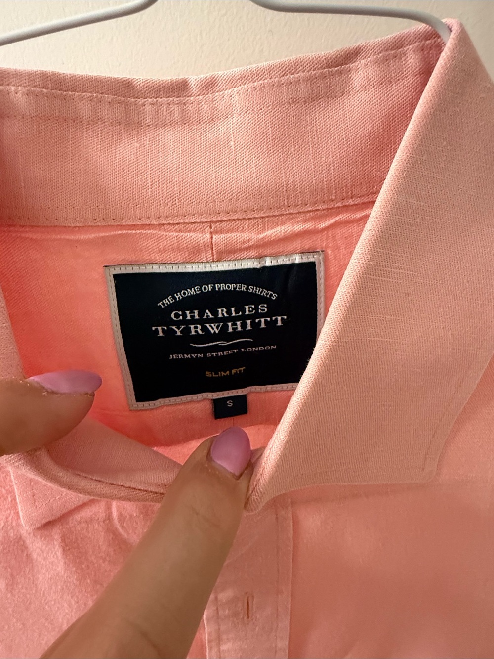 Charles Tyrwhitt Pink Long-Sleeve Linen Shirt - Picture 3 of 3